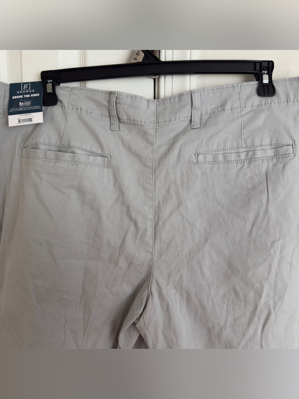 George Mens Size 44 Shorts Gray Above Knee Flat Front Cotton Stretch Chino Golf - Picture 8 of 11